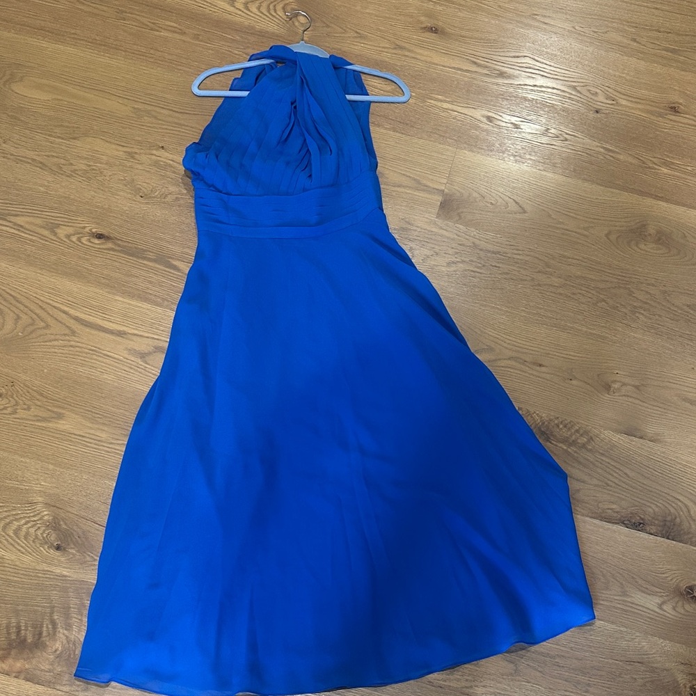 Sleeveless One-Shoulder Evening Dress in Cobalt Blue